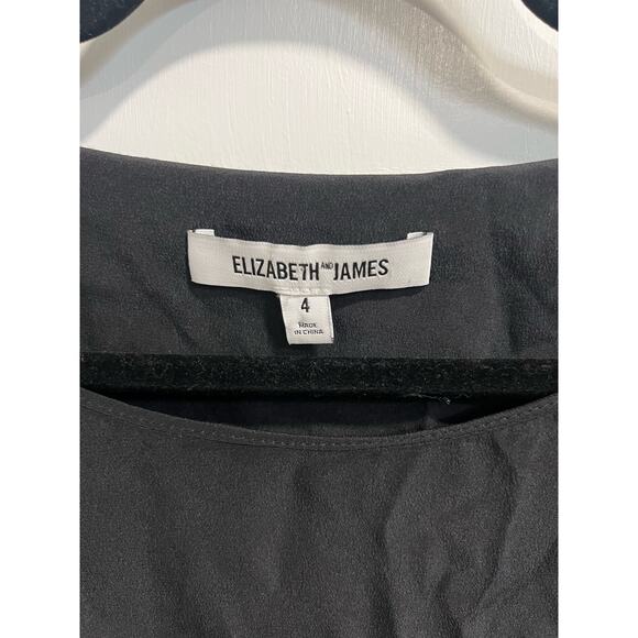 Elizabeth and James size 4 Women's Black Floral Print Shift Dress Silk Hi Low - Picture 3 of 7